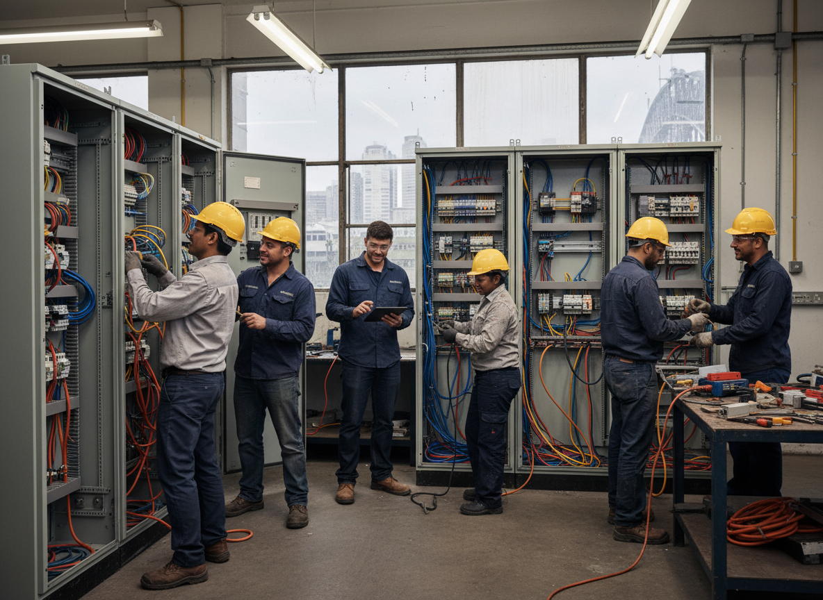 The Switchboard Upgrades Sydney team at work in Sydney